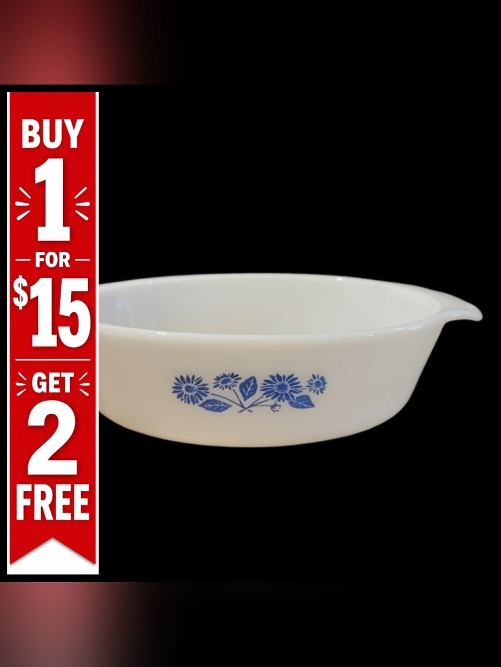Anchor Hocking Blue Daisy Fire King‎ Casserole Dish